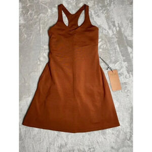 Girlfriend Collective Paloma Racerback Dress XS Rust Built In Shorts Tennis Gym